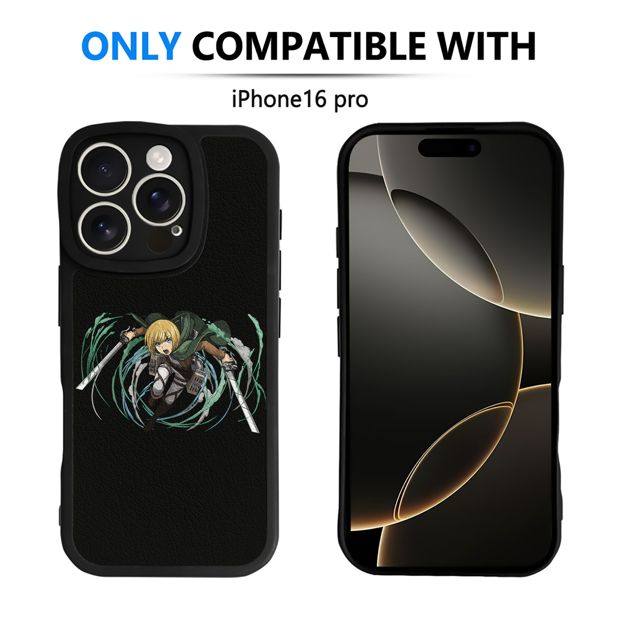 （画像用） 進撃の巨人 アルミン·アルレルト Attack on Titan Armin Arlert 【iPhone 16シリーズ対応】シリコンスマホケース（レザー調） 材質：シリコン